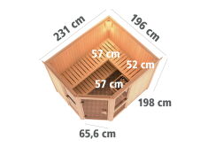 topgarden Sauna AMELIE (Eckeinstieg) / kein Kranz / Ofen 9 kW integr. Strg