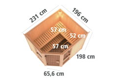 topgarden Sauna AMELIE (Eckeinstieg) / kein Kranz / Ofen 9 KW externe Strg easy