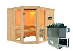 topgarden Sauna AMELIE (Eckeinstieg) / kein Kranz / Ofen 9 KW externe Strg easy