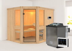 topgarden Sauna AMELIE (Eckeinstieg) / kein Kranz / Ofen 9 kW Bio externe Strg easy