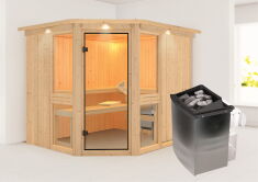 topgarden Sauna AMELIE (Eckeinstieg) / mit Kranz / Ofen 9 kW integr. Strg