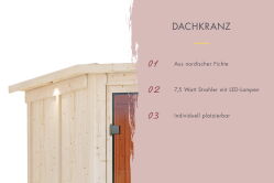 topgarden Sauna AMELIE (Eckeinstieg) / mit Kranz / Ofen 9 KW externe Strg easy