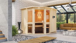 topgarden Sauna AMELIE (Eckeinstieg) / mit Kranz / Ofen 9 KW externe Strg easy