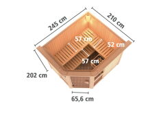 topgarden Sauna AMELIE (Eckeinstieg) / mit Kranz / Ofen 9 KW externe Strg easy