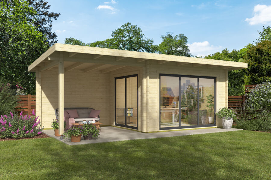 Gartenhaus Gardenoffice 70 B ISO 711,6 x 305 cm (A), 70mm, 1-Raum, inkl. Boden