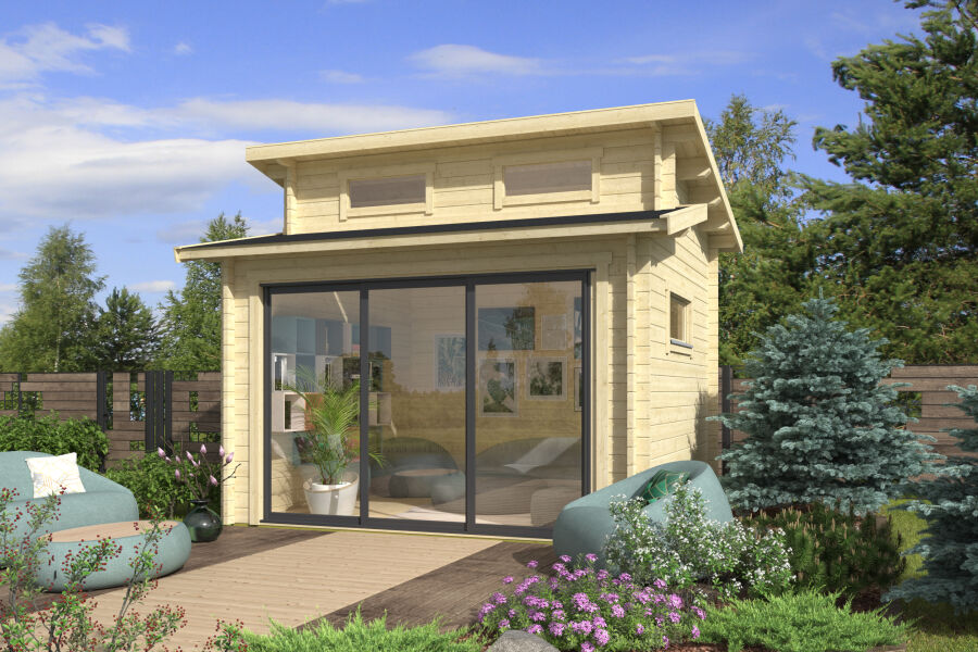 Gartenhaus Marleen 44 ISO 360 x 360 cm (A), 44mm, 1-Raum, inkl. Boden