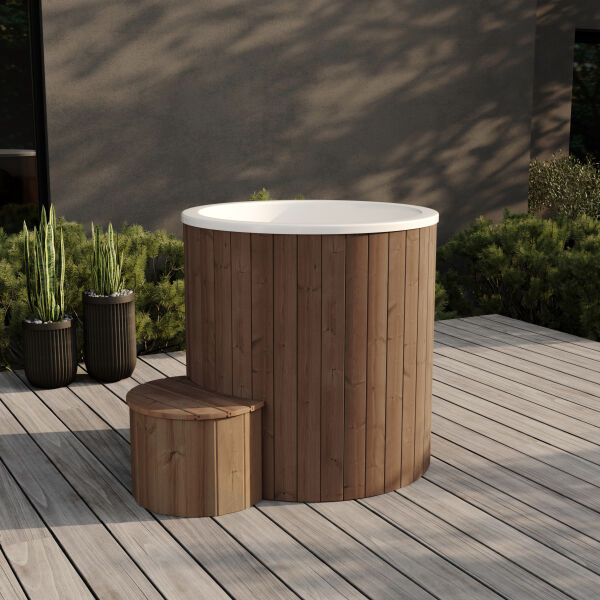 topgarden Tauchbecken/Eistonne „Cool 100“ rund aus Thermoholz, inkl. GFK-Einsatz in weiß