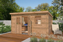 Gartenhaus AMIRA 230, 380 x 230 cm, 28 mm Blockbohlen, BRAUN imprägniert
