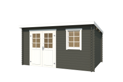 Gartenhaus AMIRA 275, 380 x 275 cm, 28 mm Blockbohlen, GRÜNGRAU lackiert