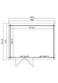 Gartenhaus AMIRA 275, 380 x 275 cm, 28 mm Blockbohlen, GRÜNGRAU lackiert
