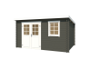 Gartenhaus AMIRA 275, 380 x 275 cm, 28 mm Blockbohlen, GRÜNGRAU lackiert