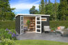 Gartenhaus AUGUSTA 400 x 250 cm, 28mm Blockbohlen, GRÜNGRAU lackiert