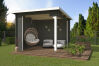 Gartenhaus BUFFALO 275 295 x 295 cm, 28mm Blockbohlen, GRÜNGRAU  lackiert