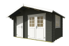 Gartenhaus KEILA 28, 28mm, 380×250 cm, inkl. Boden, GRÜNGRAU lackiert