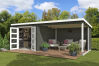 Gartenhaus PALERMO 1 300 x 300 cm, 28mm Blockbohlen, GRÜNGRAU lackiert