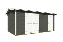 Gartenhaus TUVALU XL, 500 x 300 cm, 28 mm Blockbohlen, GRÜNGRAU lackiert