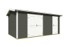 Gartenhaus TUVALU XL, 500 x 300 cm, 28 mm Blockbohlen, GRÜNGRAU lackiert