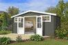 Gartenhaus WASHINGTON 480 x 376 cm, 28 mm Blockbohlen, GRÜNGRAU lackiert