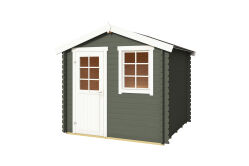 Gartenhaus WELS 2, 230 x 230 cm, 28 mm Blockbohlen, GRÜNGRAU lackiert