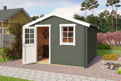 Gartenhaus WELS 3, 300 x 300 cm, 28 mm Blockbohlen, GRÜNGRAU lackiert