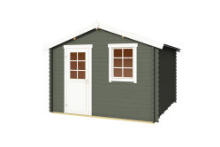 Gartenhaus WELS 3, 300 x 300 cm, 28 mm Blockbohlen, GRÜNGRAU lackiert