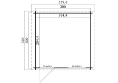 Gartenhaus WELS 3, 300 x 300 cm, 28 mm Blockbohlen, GRÜNGRAU lackiert