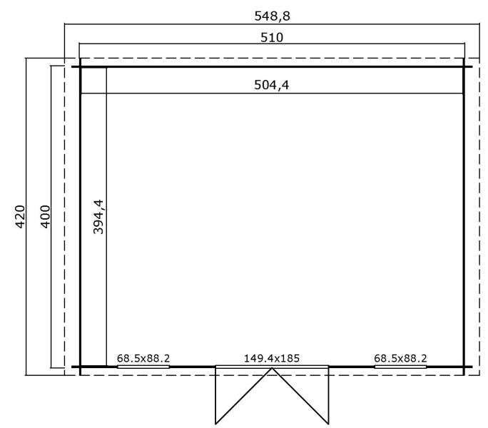 Gartenhaus WELS 5, 510 x 400 cm, 28 mm Blockbohlen, GRÜNGRAU lackiert