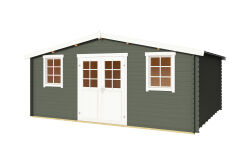 Gartenhaus WELS 5, 510 x 400 cm, 28 mm Blockbohlen, GRÜNGRAU lackiert