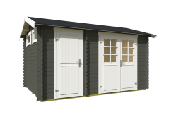 Gartenhaus WILLIAM, 380 x 250 cm, 28 mm Blockbohlen, GRÜNGRAU lackiert