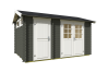 Gartenhaus WILLIAM, 380 x 250 cm, 28 mm Blockbohlen, GRÜNGRAU lackiert