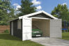 Garage YARIK (NEU) 540, 380x540 cm Sockelmass, 40mm Doppelnut, GRÜNGRAU lackiert