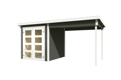 Gartenhaus ZAMBEZI ANBAU 200x250, GRÜNGRAU lackiert