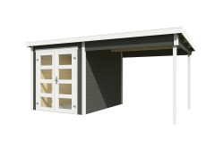 Gartenhaus ZAMBEZI ANBAU 250x250, GRÜNGRAU lackiert