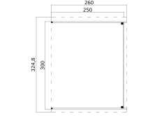 Gartenhaus ZAMBEZI ANBAU 300x250, GRÜNGRAU lackiert