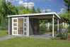 Gartenhaus ZAMBEZI ANBAU 300x250, GRÜNGRAU lackiert
