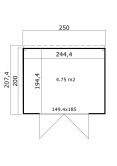 Lasita Maja Gartenhaus FYNN 1,5 - 250 x 200 cm, 28 mm, + Anbau 150 cm LICHTGRAU
