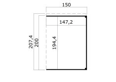 Lasita Maja Gartenhaus FYNN 1,5 - 250 x 200 cm, 28 mm, + Anbau 150 cm LICHTGRAU