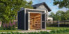 Lasita Maja Gartenhaus FYNN 1,5 - 250 x 200 cm, 28 mm + Anbau 300 cm CARBONGRAU