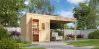 Lasita Maja Gartenhaus FELIX 2 - 250 x 250 cm + Anbau 150/300 cm 28 mm, natur / farbig