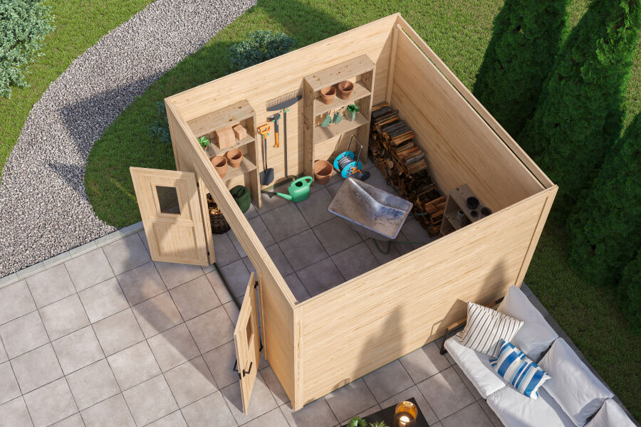 Lasita Maja Gartenhaus FELIX 3 - 300 x 300 cm, 28 mm, natur / farbig