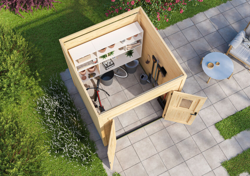 Lasita Maja Gartenhaus FYNN 1 - 200 x 200 cm, 28 mm, natur / farbig