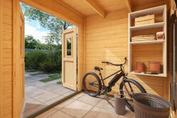 Lasita Maja Gartenhaus FYNN 1 - 200 x 200 cm, 28 mm + Anbau 150/300 cm natur / farbig