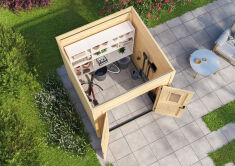 Lasita Maja Gartenhaus FYNN 1 - 200 x 200 cm, 28 mm + Anbau 150/300 cm natur / farbig