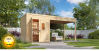 Lasita Maja Gartenhaus FYNN 1 - 200 x 200 cm, 28 mm + Anbau 150/300 cm natur / farbig