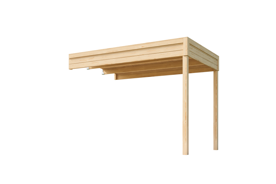 Lasita Maja Gartenhaus FYNN 1,5 - 250 x 200 cm, 28 mm + Anbau 300 cm natur / farbig