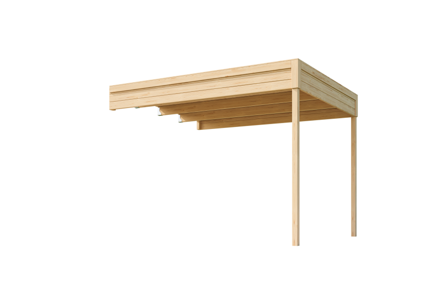 Lasita Maja Gartenhaus FYNN 2 - 250 x 250 cm, 28 mm + Anbau 300 cm natur / farbig
