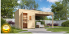 Lasita Maja Gartenhaus FYNN 2 - 250 x 250 cm, 28 mm + Anbau 300 cm natur / farbig