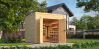 Lasita Maja Gartenhaus FYNN 2 - 250 x 250 cm, 28 mm + Anbau 300 cm natur / farbig