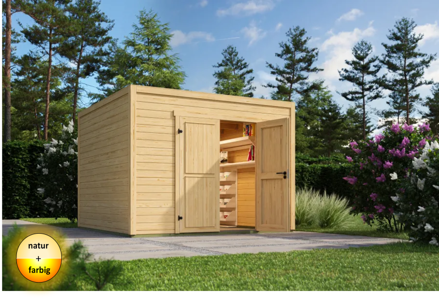 Lasita Maja Gartenhaus FYNN 3 - 300 x 300 cm, 28 mm, natur / farbig