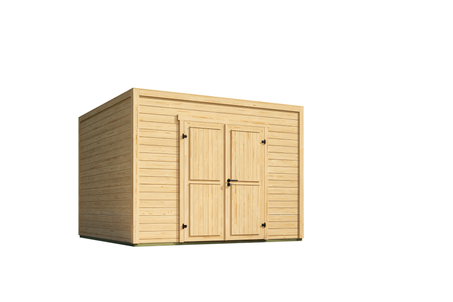 Lasita Maja Gartenhaus FYNN 3 - 300 x 300 cm, 28 mm + Anbau 300 cm natur / farbig